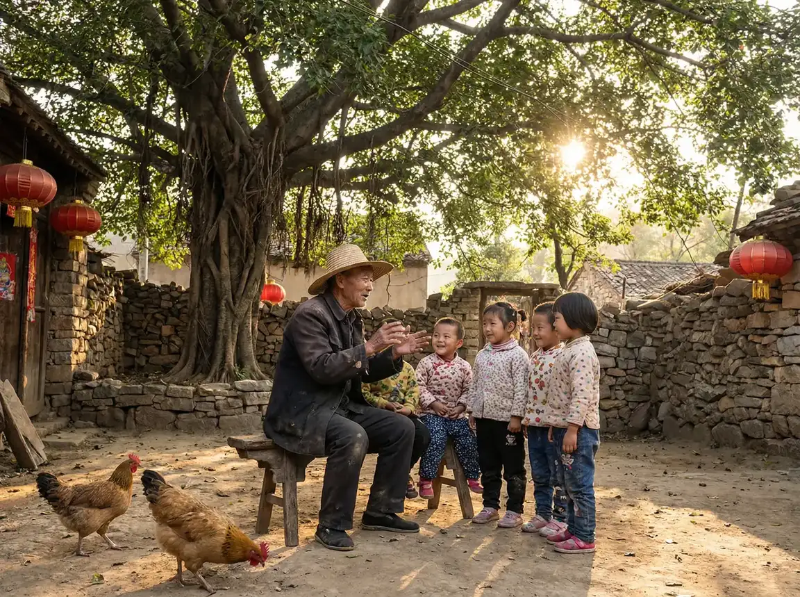 老人在大榕树下给孩子们讲故事 - 妈妈的朋友电影观韩国 乡村记忆